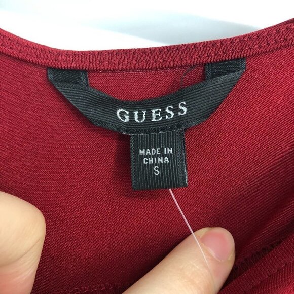 NWT Guess dark red shirt  sleeve open back draped blouse size small - Picture 6 of 15